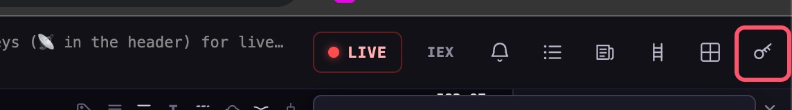MomoX3 header with the key button circled, top right