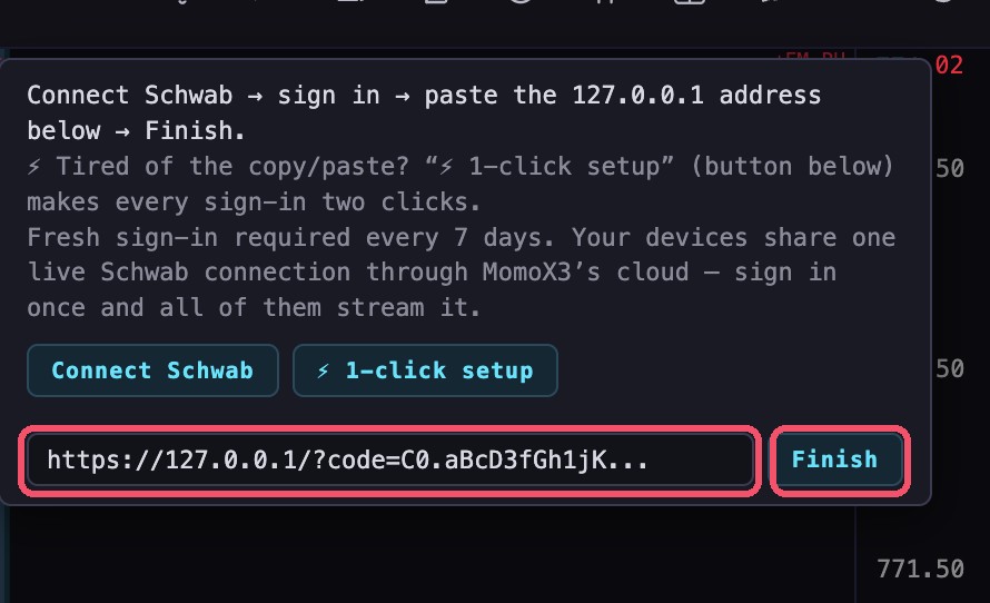 Pasting the copied address into the MomoX3 banner